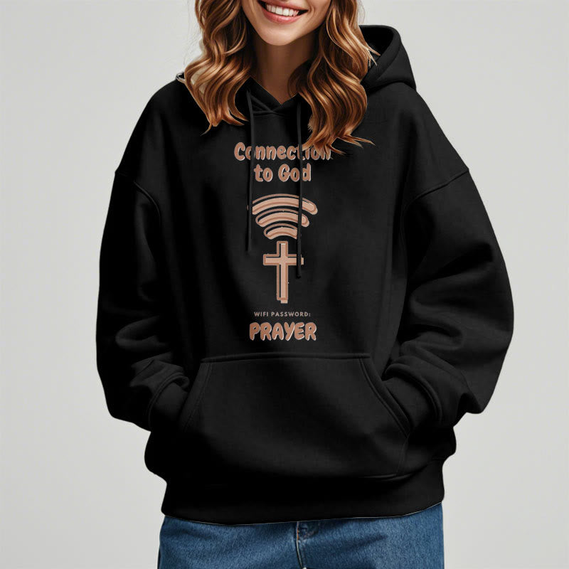 Christianartworkshop Modern Style Prayer Connection To God Fleece Lined Polyester Hoodie - image 2