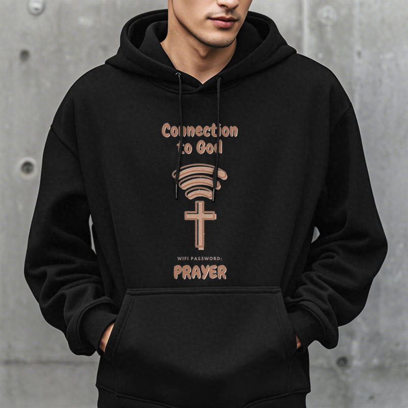 Christianartworkshop Modern Style Prayer Connection To God Fleece Lined Polyester Hoodie - image 3