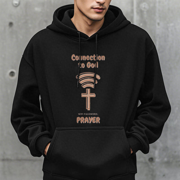 Christianartworkshop Modern Style Prayer Connection To God Fleece Lined Polyester Hoodie - image 3