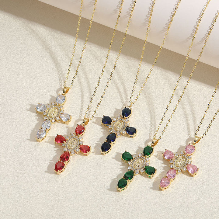 Christianartworkshop Modern Style Our Lady of Guadalupe Cross Zircon Pendants Necklace - image 8