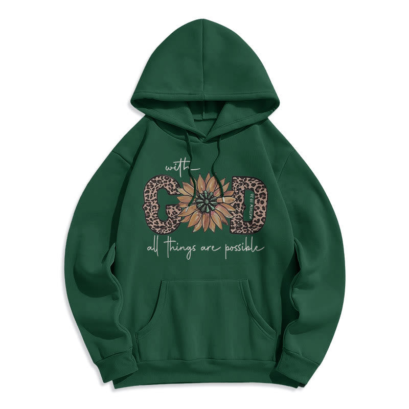 Christianartworkshop Quotation Style With God All Things Are Possible Fleece Lined Polyester Hoodie - Green - 2XL - image 26
