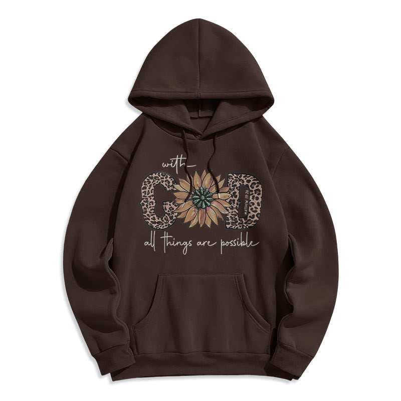 Christianartworkshop Quotation Style With God All Things Are Possible Fleece Lined Polyester Hoodie - Brown - 2XL - image 21