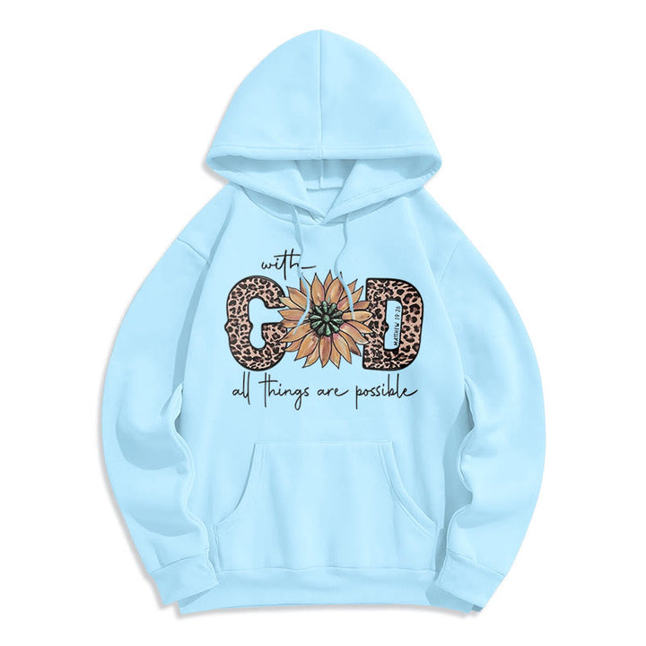 Christianartworkshop Quotation Style With God All Things Are Possible Fleece Lined Polyester Hoodie - Blue - 2XL - image 31