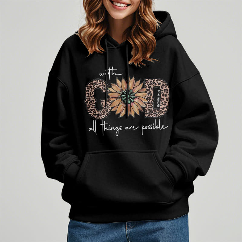 Christianartworkshop Quotation Style With God All Things Are Possible Fleece Lined Polyester Hoodie - image 13