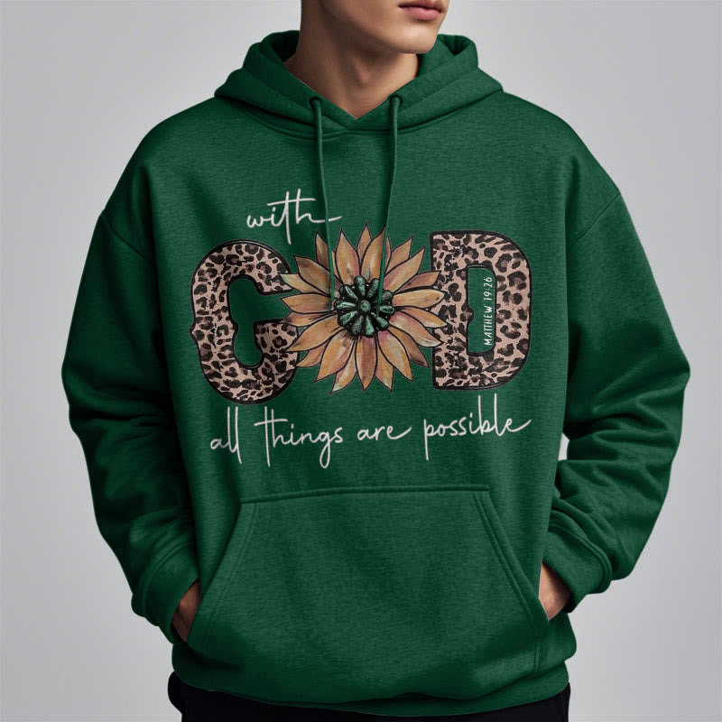 Christianartworkshop Quotation Style With God All Things Are Possible Fleece Lined Polyester Hoodie - image 28
