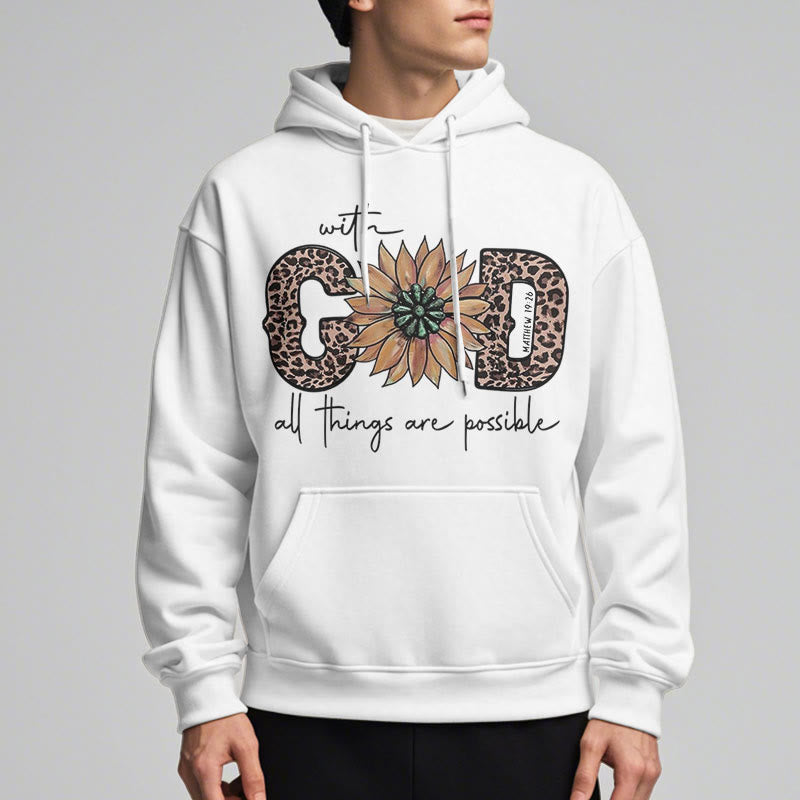Christianartworkshop Quotation Style With God All Things Are Possible Fleece Lined Polyester Hoodie - image 8