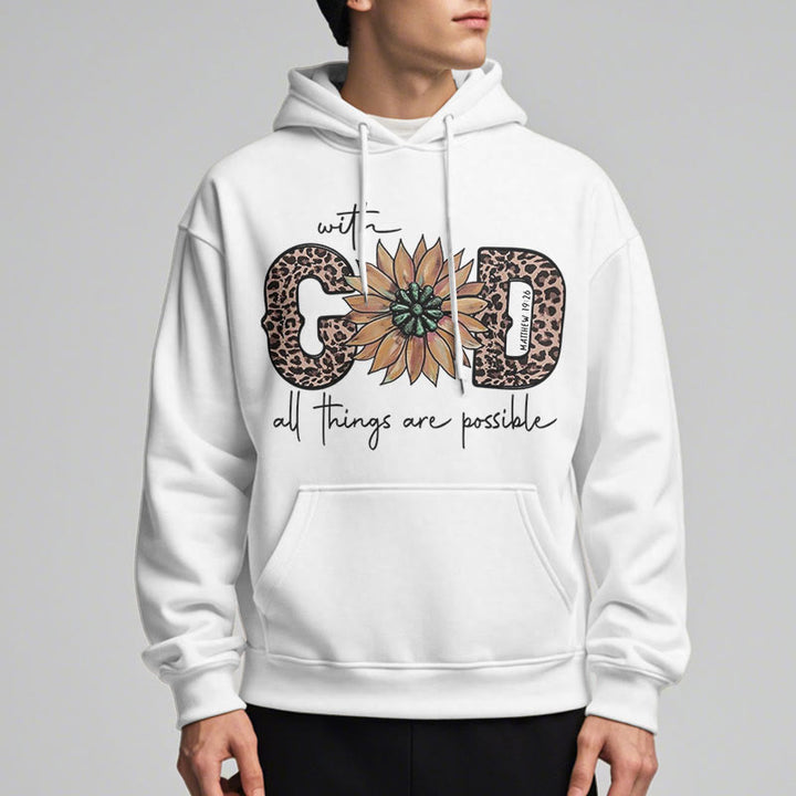 Christianartworkshop Quotation Style With God All Things Are Possible Fleece Lined Polyester Hoodie - image 8