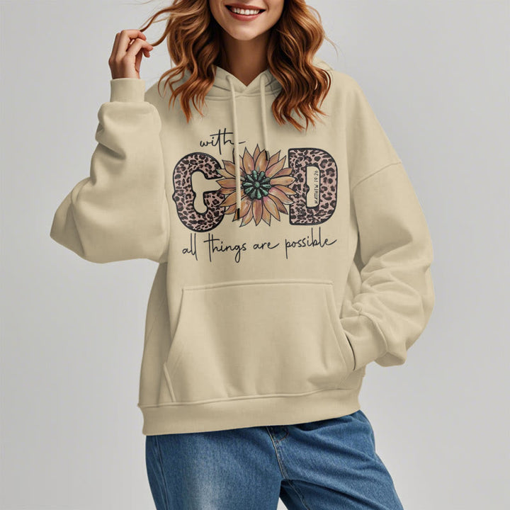 Christianartworkshop Quotation Style With God All Things Are Possible Fleece Lined Polyester Hoodie - image 19