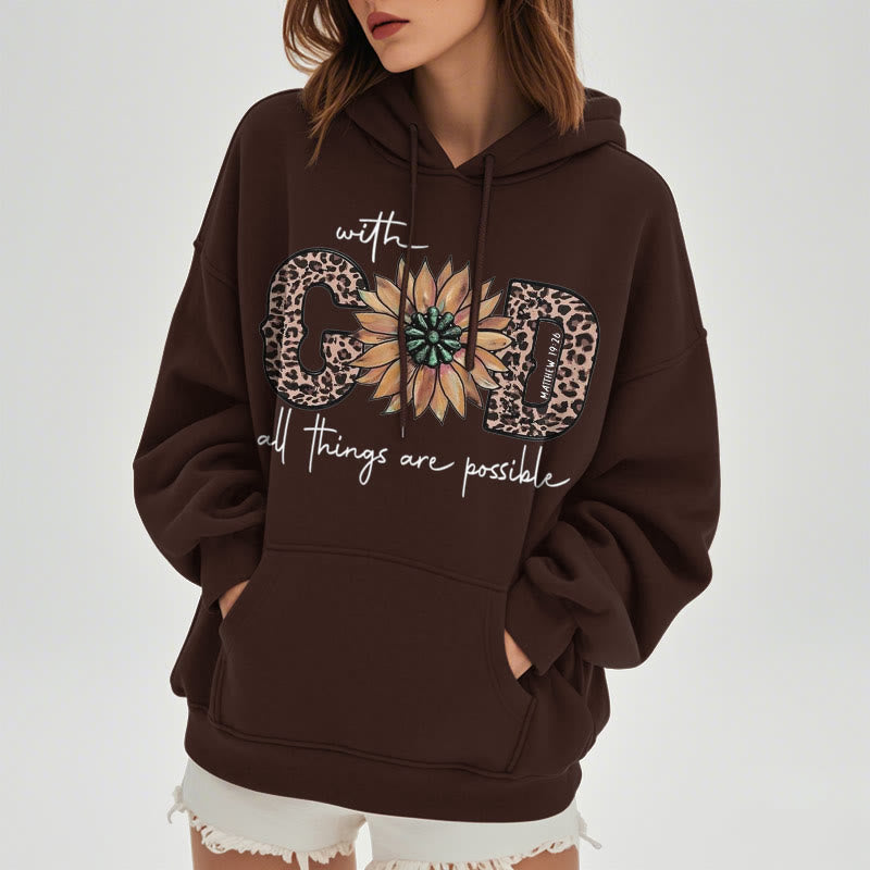 Christianartworkshop Quotation Style With God All Things Are Possible Fleece Lined Polyester Hoodie - image 24
