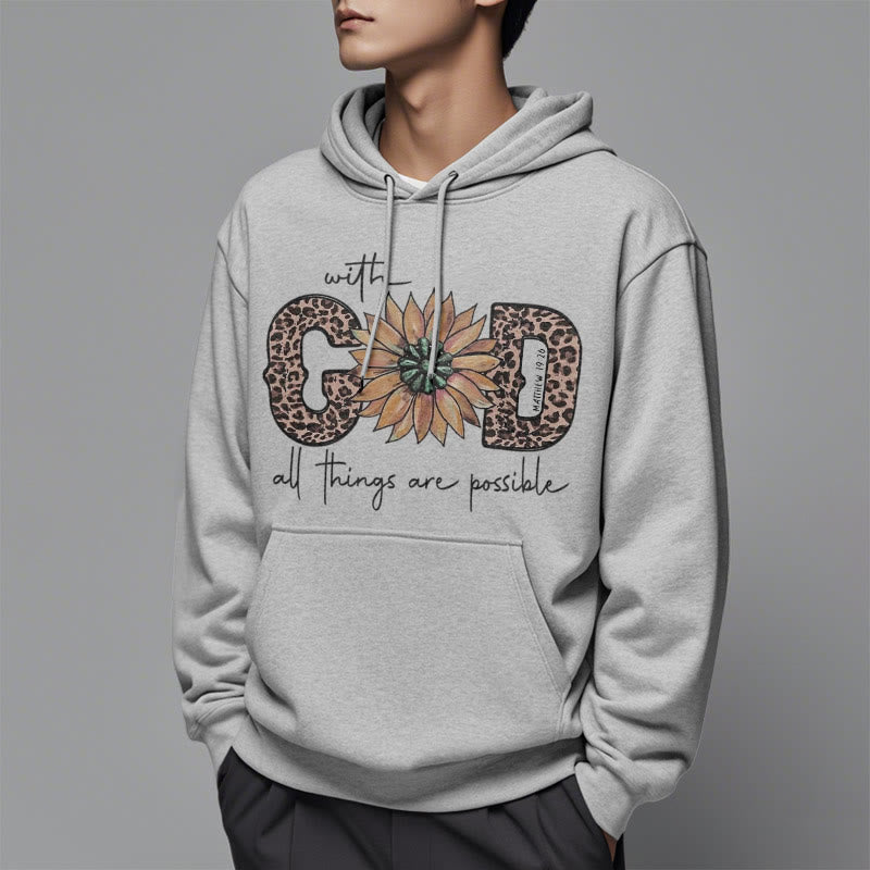 Christianartworkshop Quotation Style With God All Things Are Possible Fleece Lined Polyester Hoodie - image 3