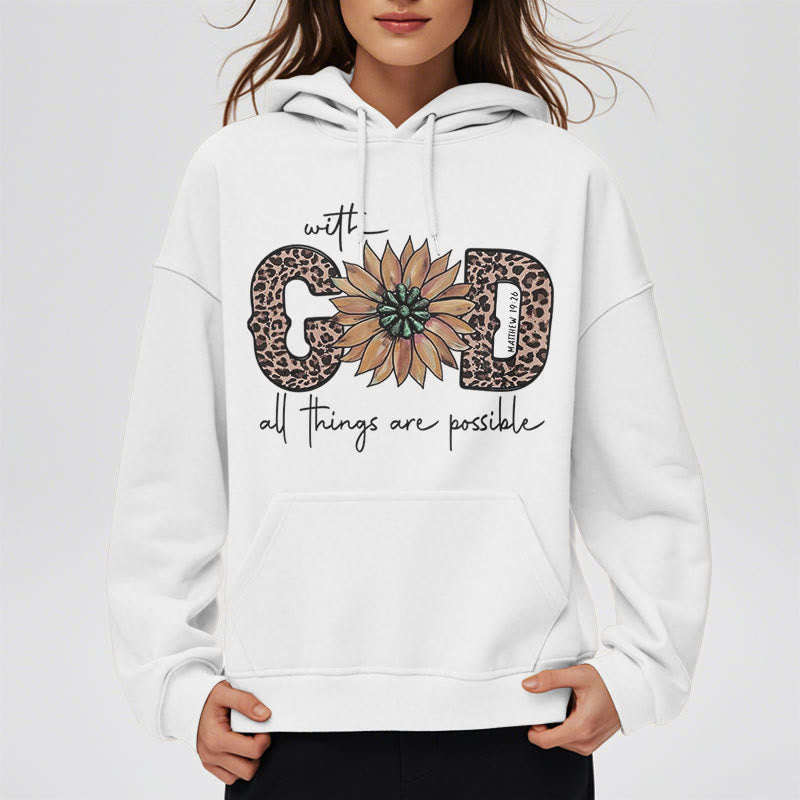 Christianartworkshop Quotation Style With God All Things Are Possible Fleece Lined Polyester Hoodie - image 9
