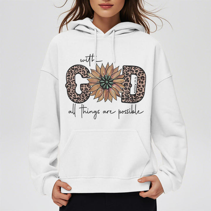 Christianartworkshop Quotation Style With God All Things Are Possible Fleece Lined Polyester Hoodie - image 9