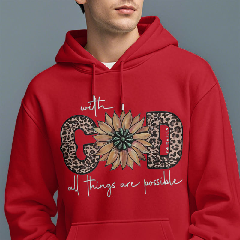 Christianartworkshop Quotation Style With God All Things Are Possible Fleece Lined Polyester Hoodie - image 39