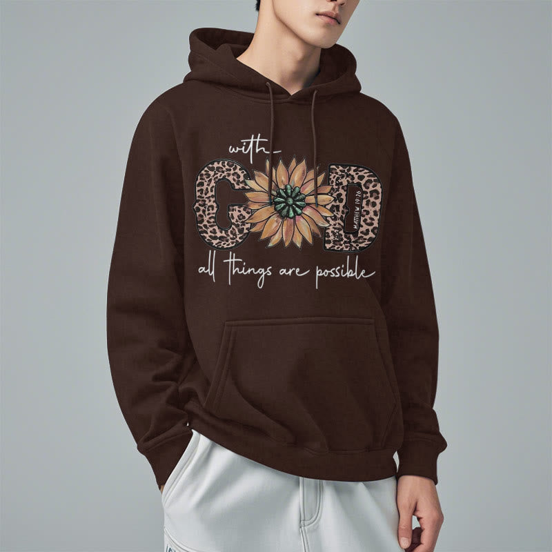 Christianartworkshop Quotation Style With God All Things Are Possible Fleece Lined Polyester Hoodie - image 23