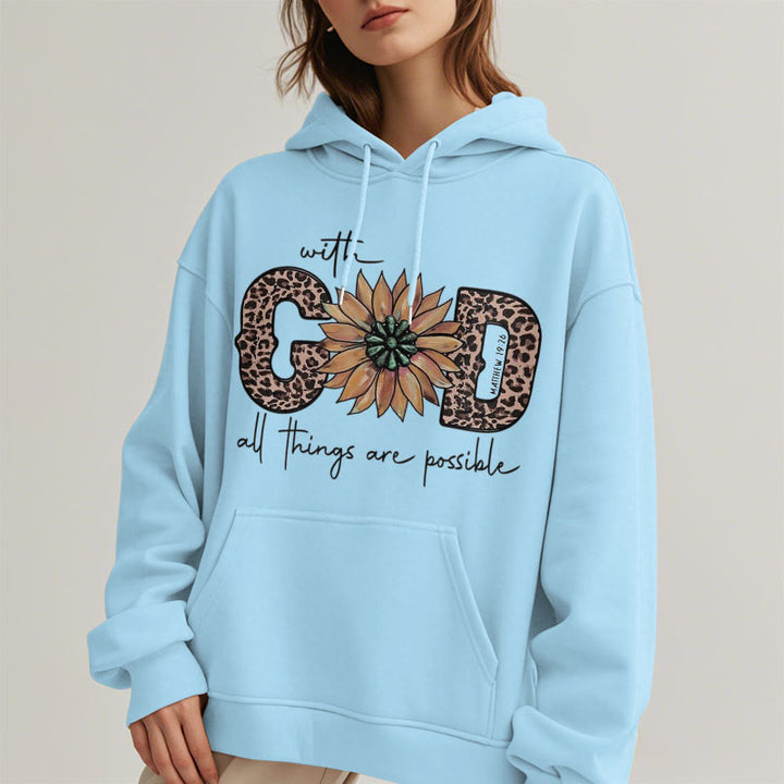 Christianartworkshop Quotation Style With God All Things Are Possible Fleece Lined Polyester Hoodie - image 33