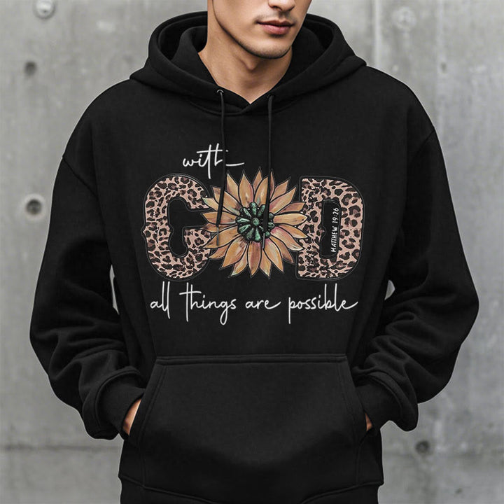 Christianartworkshop Quotation Style With God All Things Are Possible Fleece Lined Polyester Hoodie - image 14