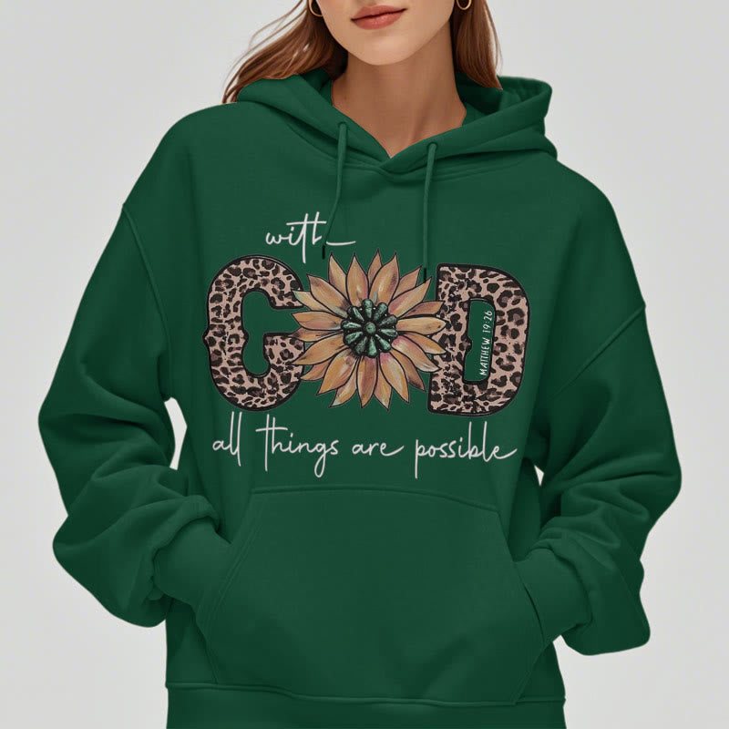 Christianartworkshop Quotation Style With God All Things Are Possible Fleece Lined Polyester Hoodie - image 28