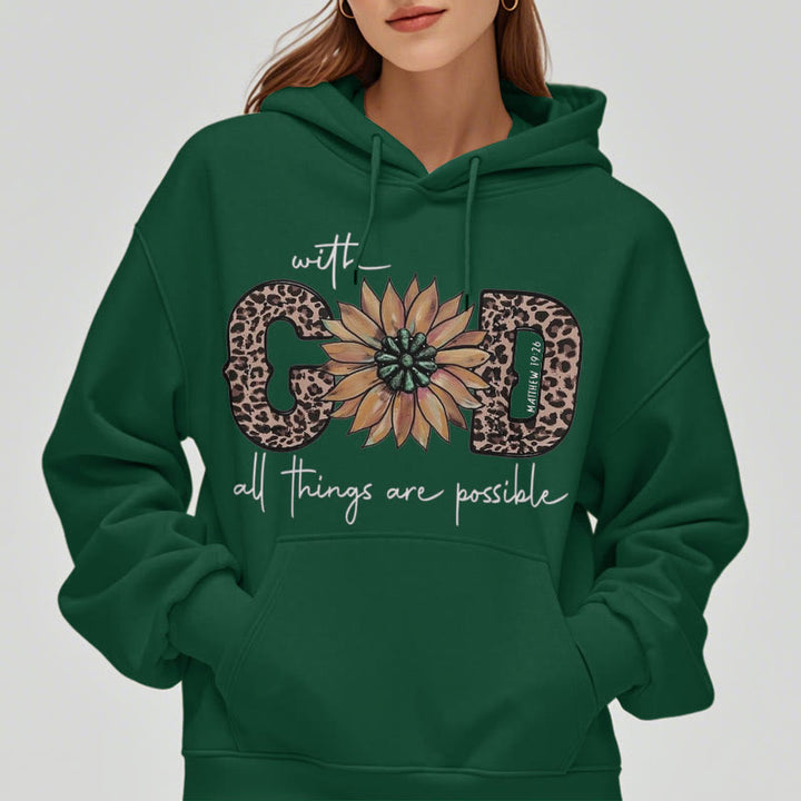Christianartworkshop Quotation Style With God All Things Are Possible Fleece Lined Polyester Hoodie - image 28