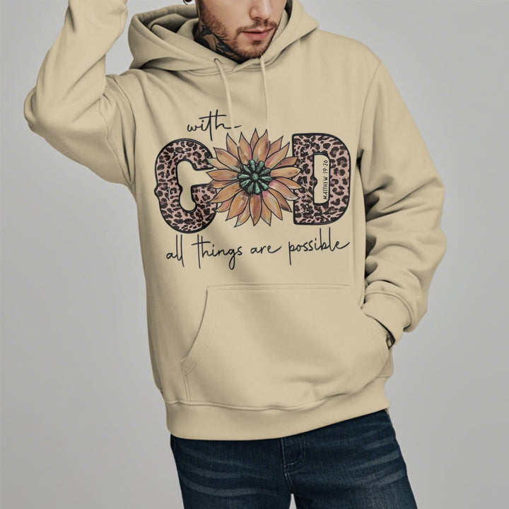 Christianartworkshop Quotation Style With God All Things Are Possible Fleece Lined Polyester Hoodie - image 18