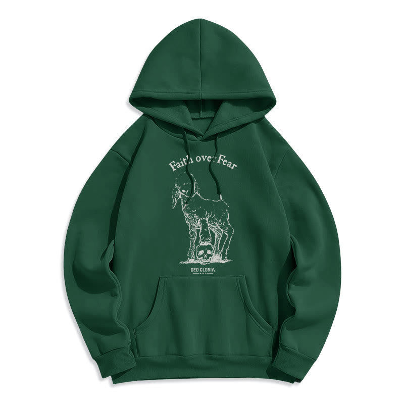 Christianartworkshop Quotation Style Faith Over Fear Lamb Fleece Lined Polyester Hoodie - Green - 2XL - image 26