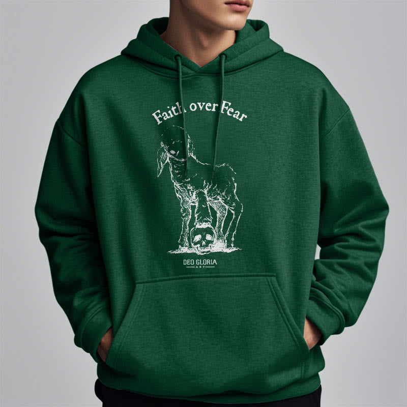 Christianartworkshop Quotation Style Faith Over Fear Lamb Fleece Lined Polyester Hoodie - image 28