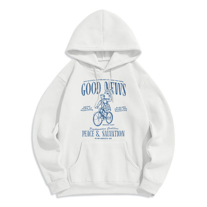 Christianartworkshop Quotation Style Good News Isaiah 52:7 Fleece Lined Polyester Hoodie - White - 2XL - image 1