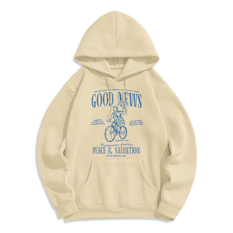 Christianartworkshop Quotation Style Good News Isaiah 52:7 Fleece Lined Polyester Hoodie - Beige - 2XL - image 11