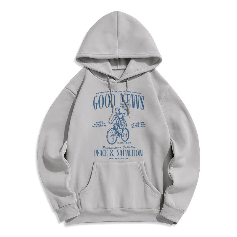 Christianartworkshop Quotation Style Good News Isaiah 52:7 Fleece Lined Polyester Hoodie - Grey - 2XL - image 31