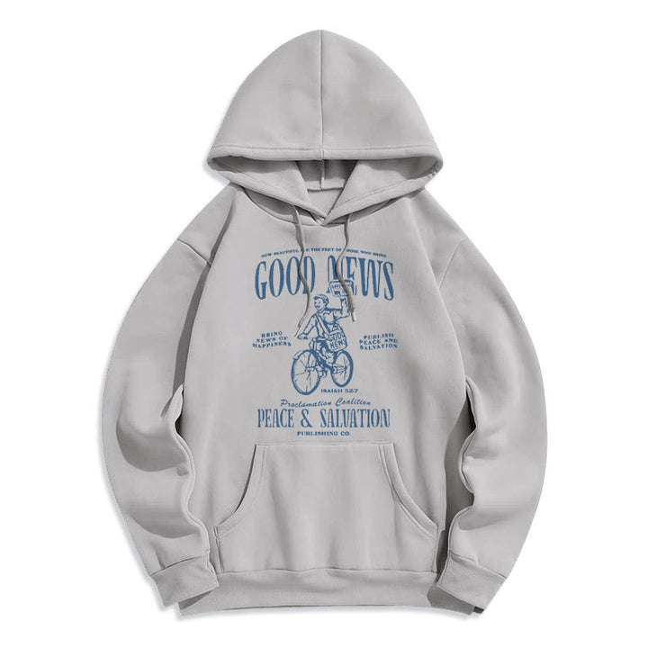 Christianartworkshop Quotation Style Good News Isaiah 52:7 Fleece Lined Polyester Hoodie - Grey - 2XL - image 31