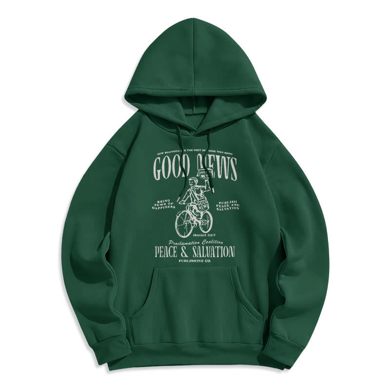 Christianartworkshop Quotation Style Good News Isaiah 52:7 Fleece Lined Polyester Hoodie - Green - 2XL - image 21