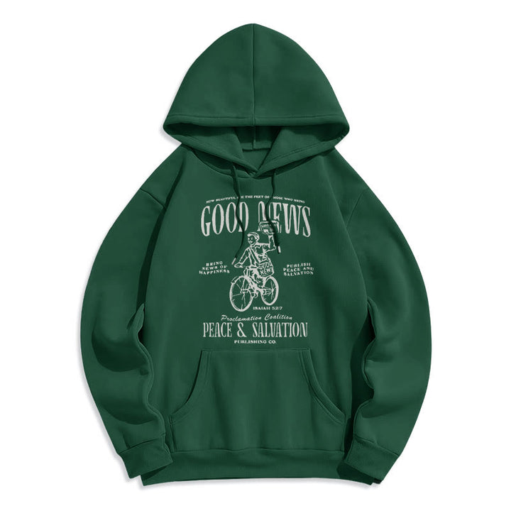 Christianartworkshop Quotation Style Good News Isaiah 52:7 Fleece Lined Polyester Hoodie - Green - 2XL - image 21