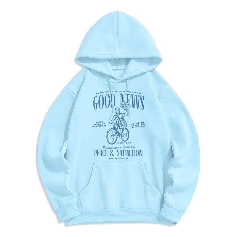 Christianartworkshop Quotation Style Good News Isaiah 52:7 Fleece Lined Polyester Hoodie - Blue - 2XL - image 26