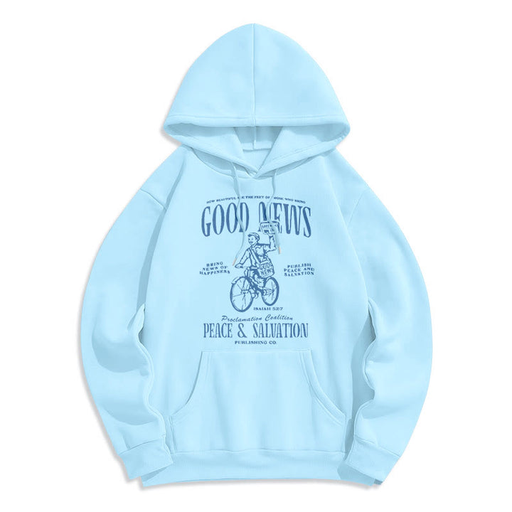 Christianartworkshop Quotation Style Good News Isaiah 52:7 Fleece Lined Polyester Hoodie - Blue - 2XL - image 26