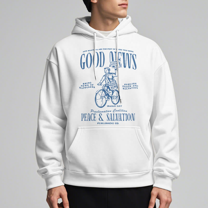 Christianartworkshop Quotation Style Good News Isaiah 52:7 Fleece Lined Polyester Hoodie - image 3