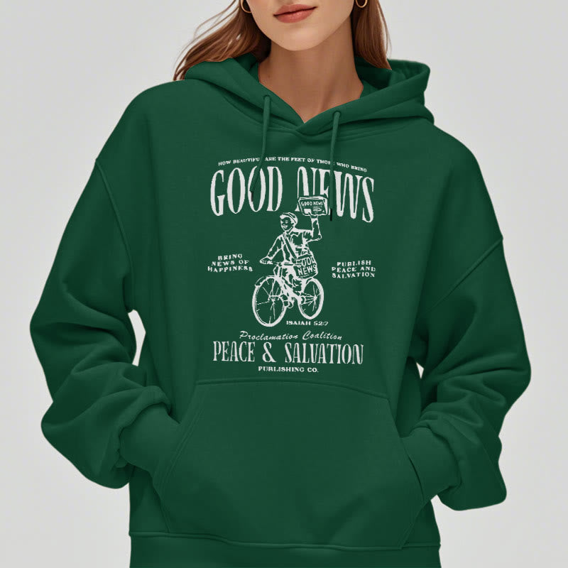 Christianartworkshop Quotation Style Good News Isaiah 52:7 Fleece Lined Polyester Hoodie - image 23
