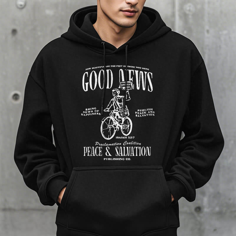 Christianartworkshop Quotation Style Good News Isaiah 52:7 Fleece Lined Polyester Hoodie - image 9