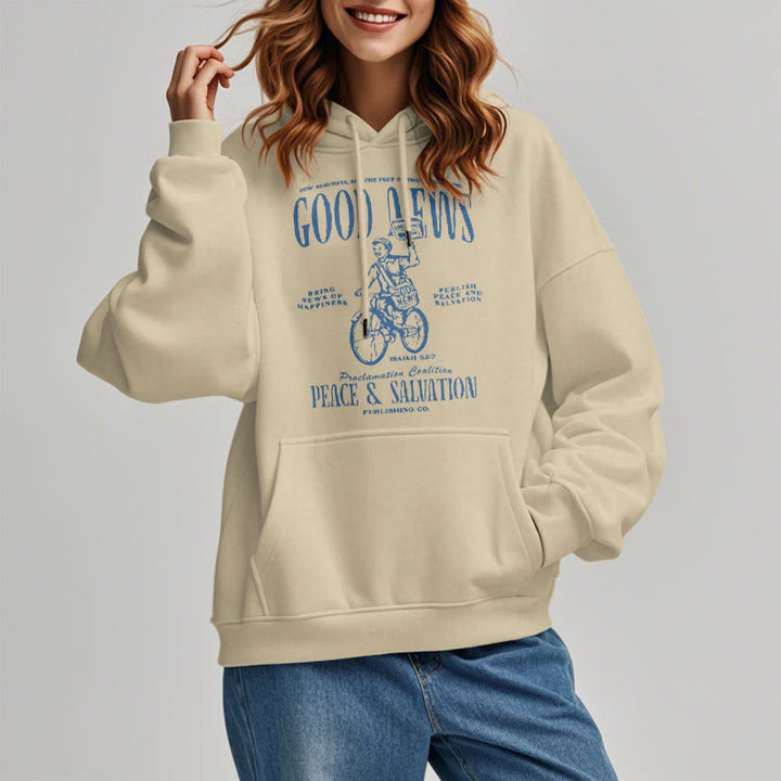 Christianartworkshop Quotation Style Good News Isaiah 52:7 Fleece Lined Polyester Hoodie - image 13