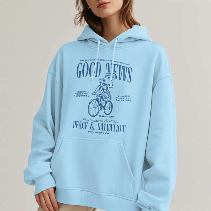 Christianartworkshop Quotation Style Good News Isaiah 52:7 Fleece Lined Polyester Hoodie - image 28