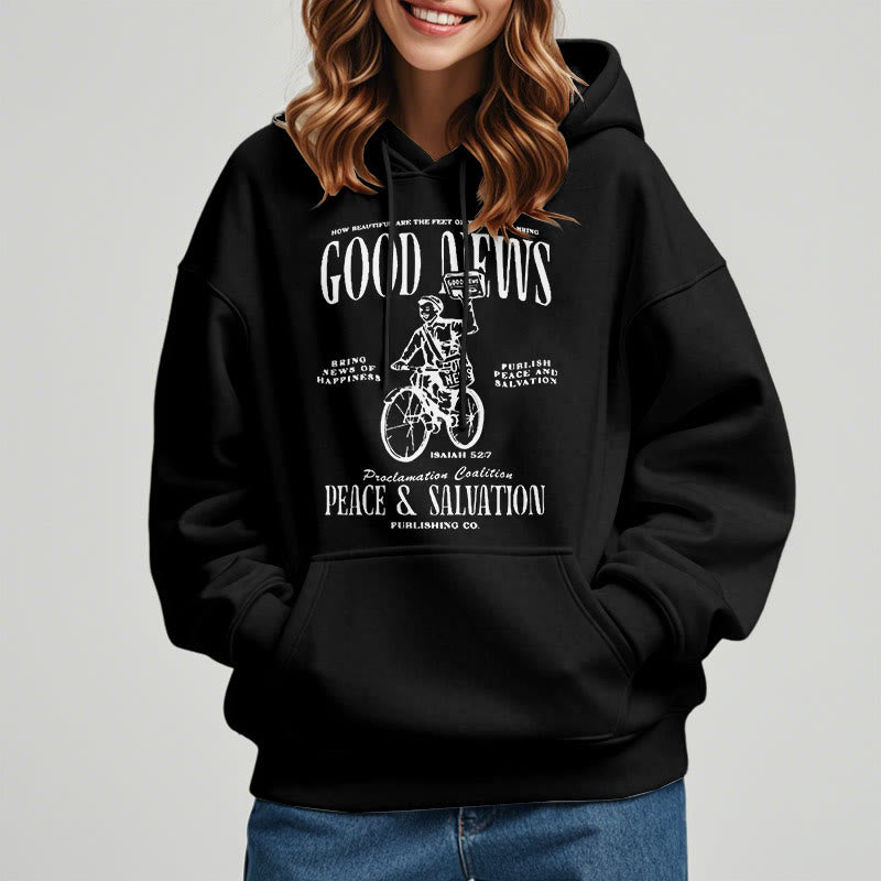 Christianartworkshop Quotation Style Good News Isaiah 52:7 Fleece Lined Polyester Hoodie - image 8