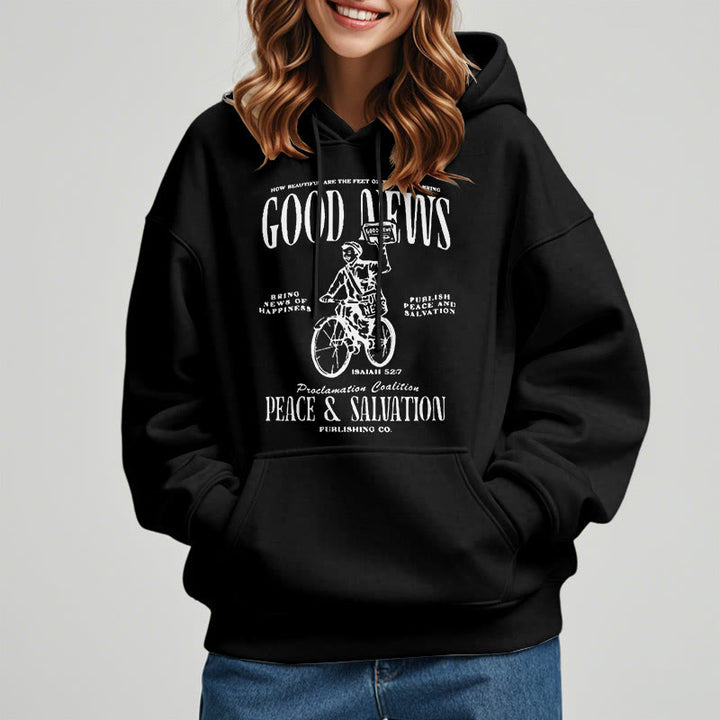 Christianartworkshop Quotation Style Good News Isaiah 52:7 Fleece Lined Polyester Hoodie - image 8
