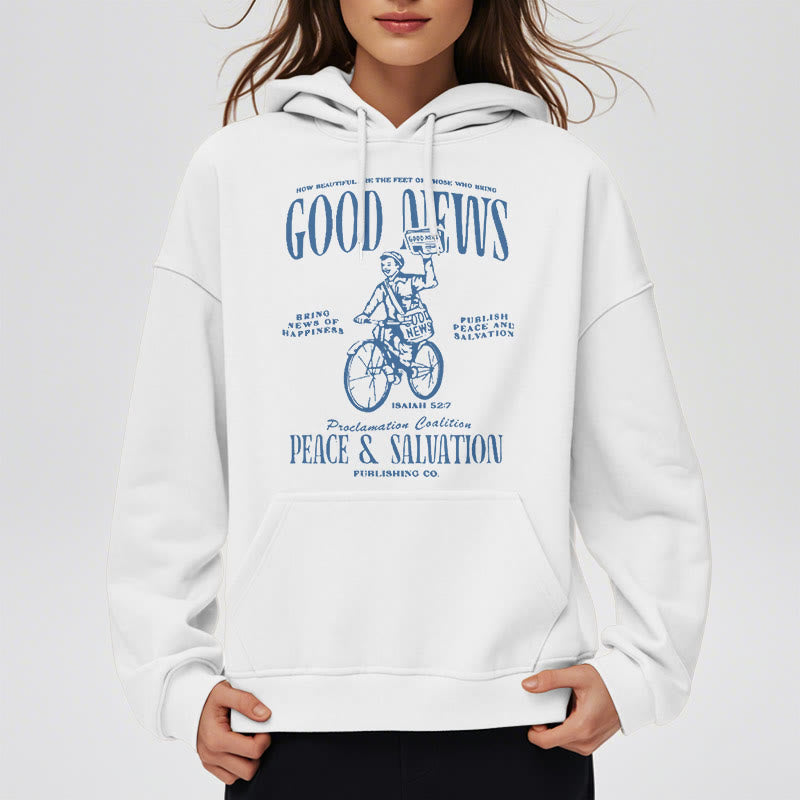 Christianartworkshop Quotation Style Good News Isaiah 52:7 Fleece Lined Polyester Hoodie - image 1