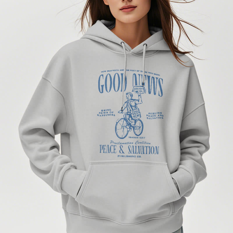Christianartworkshop Quotation Style Good News Isaiah 52:7 Fleece Lined Polyester Hoodie - image 34