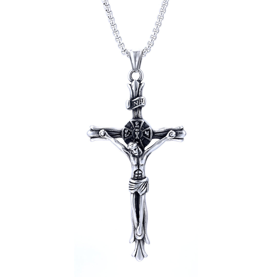Christianartworkshop Classic Style INRI Plaque Crucifix Cross Jesus Sacred Faith Necklace - Silver - image 4