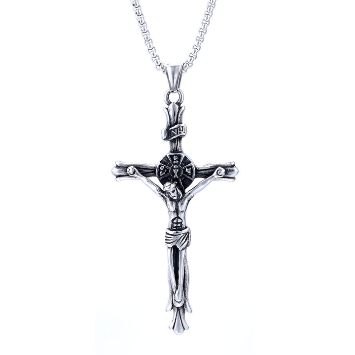 Christianartworkshop Classic Style INRI Plaque Crucifix Cross Jesus Sacred Faith Necklace - Silver - image 4