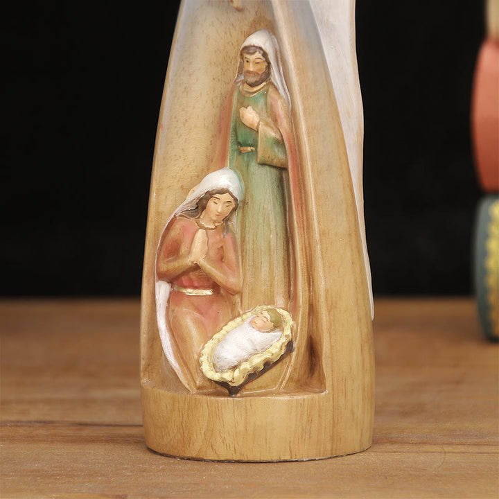 Christianartworkshop Classic Style Crafted Nativity Scene Angel Statue Wooden Desktop Decorations Ornament - image 6