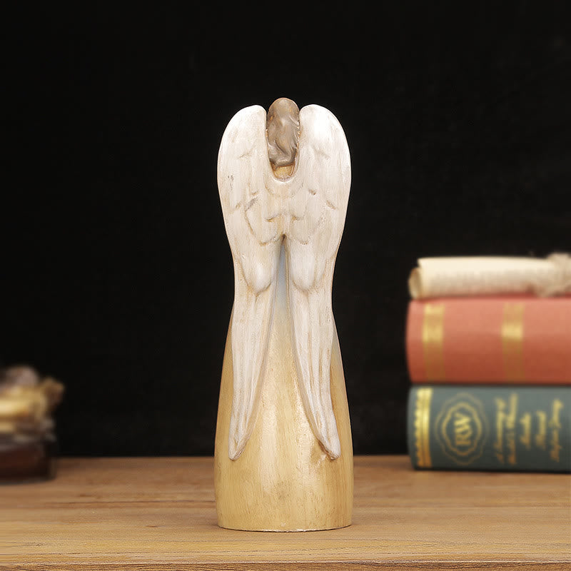 Christianartworkshop Classic Style Crafted Nativity Scene Angel Statue Wooden Desktop Decorations Ornament - image 4