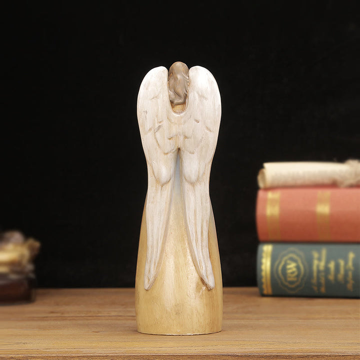 Christianartworkshop Classic Style Crafted Nativity Scene Angel Statue Wooden Desktop Decorations Ornament - image 4