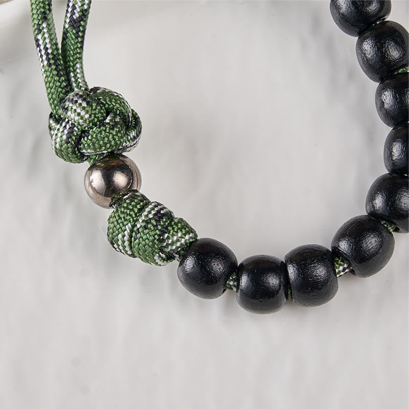 Christianartworkshop St. Benedict Medal & Crucifix of 10 mm Round Black Wood Green Paracord Pocket Rosary - image 9