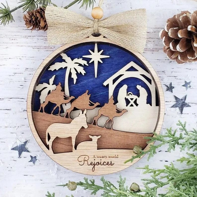 Christianartworkshop Rustic Style Holy Night Three Wise Men Christmas Nativity Hanging Ornaments - image 2