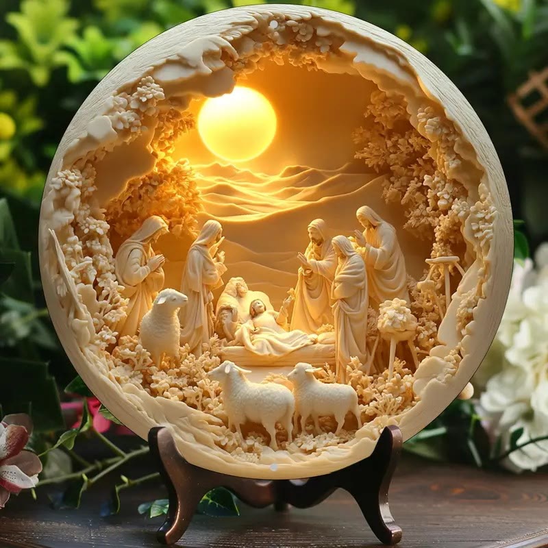 Christianartworkshop Classic Style The Holy Family Lamb 2D Christmas Nativity Hanging Ornaments - Nativity Scene - image 1